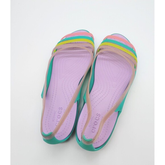 Crocs Isabella Huarache Jelly Sandals Women’s Size 11 Pastel Strappy Flats - Picture 8 of 11